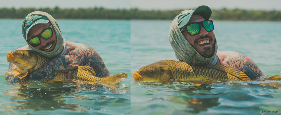 “While on a fishing trip to northern Michigan in 2023, we decided that if Dan Santoro landed a carp, we would recreate the image of Kintaro fighting the koi from Japanese mythology.”  Photos: Danny Reed