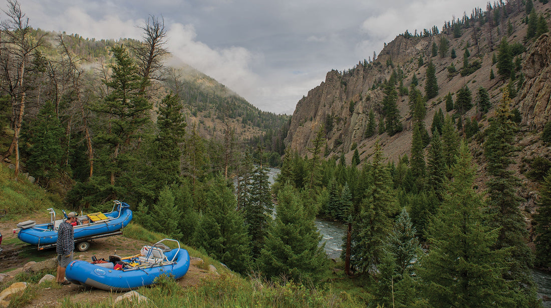 The put-in (pictured) is essentially a rappel, while the take-out includes a 100-yard forest drag to a mud pit of a parking lot. 