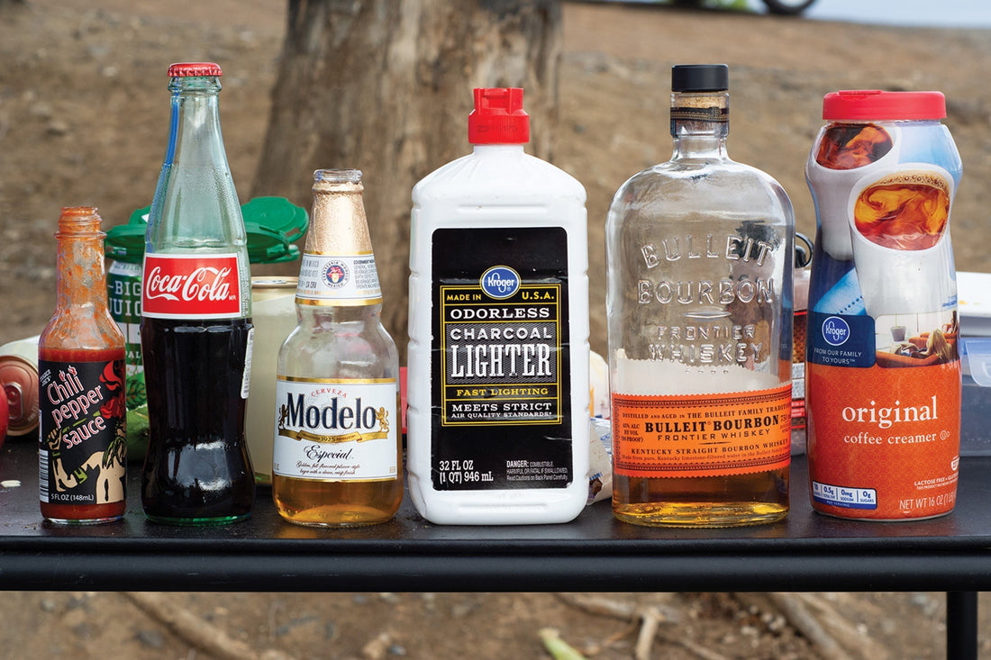Disheveled camp table: mostly spent, overly warm and grit-encrusted, with just a hint of recklessness.