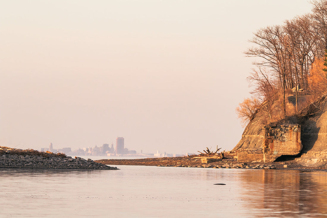 The city of Buffalo, NY, on the horizon displays a bit of the Rust Belt’s industrial past.