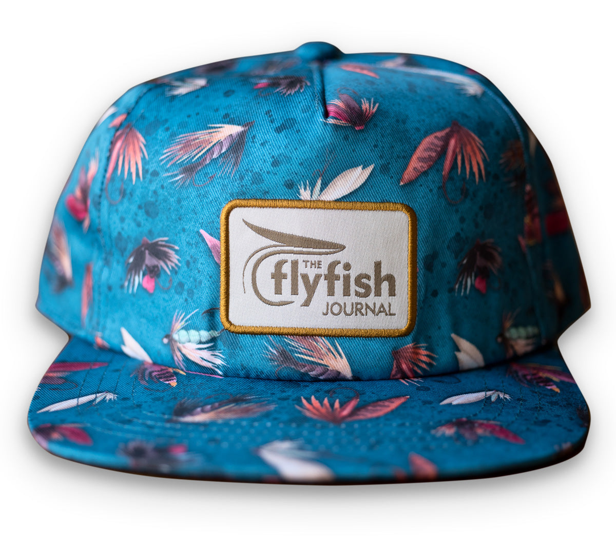 The Flyfish Journal and Flylow Collaboration: The Fly Away Canvas Hat with custom pattern and gold patch.