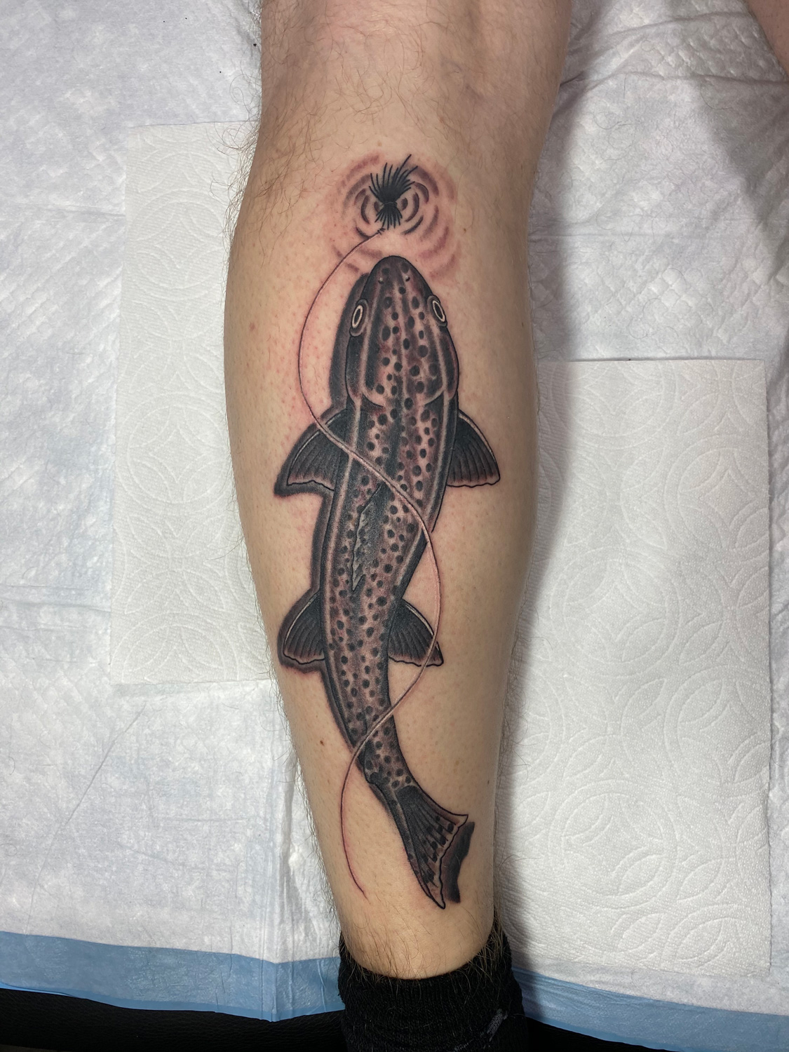 murder of crows tattoo on Twitter 2nd pass over this cover up  Partially  healedfresh this fly fishing theme that wraps around his whole lower  calf coverup tattoo tattoos blackandgrey blackandgreytattoo  saltlakecity 